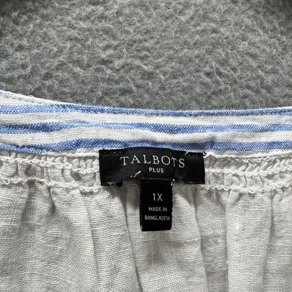 Talbots White Tunic with Blue and Coral Stripes - Picture 2 of 6